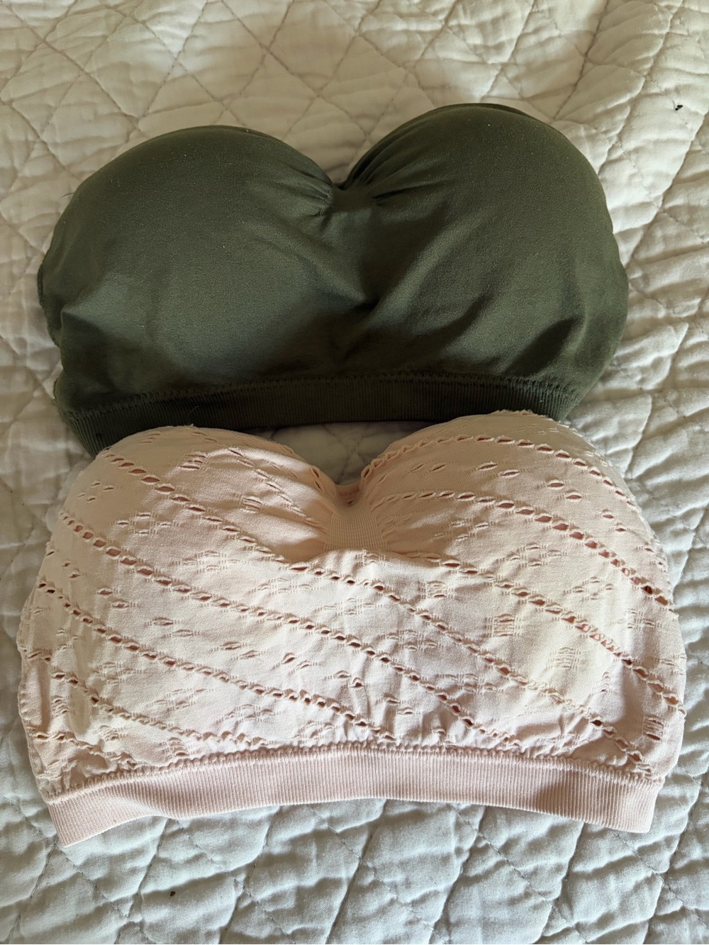 Aveto Strapless Bra Lot Bundle of Two Size M Pink Textured Green